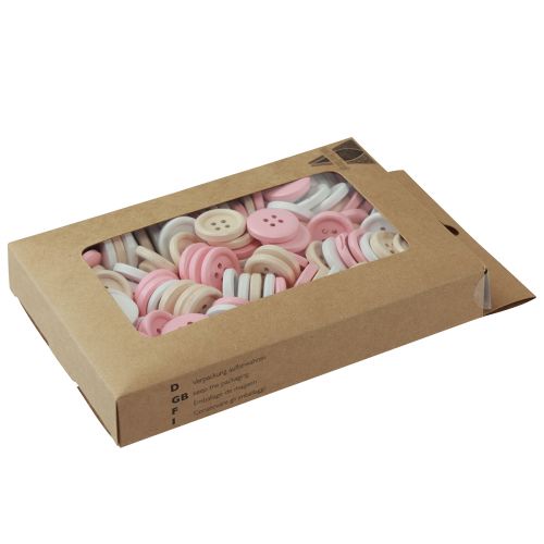 Artikel Decoratieve knopen voor knutselen Hout Ø2cm Crème Roze Wit 210 stuks