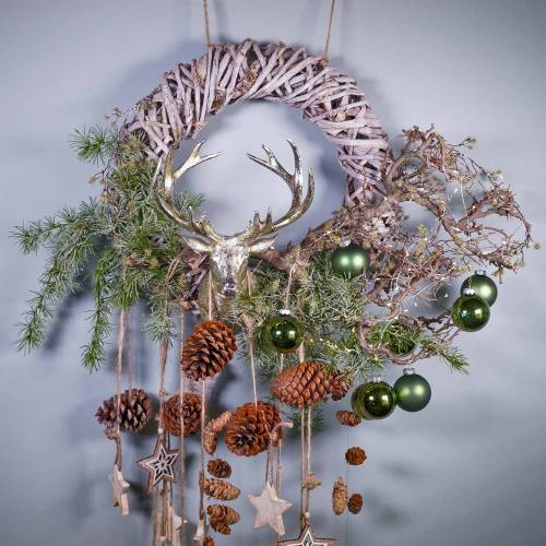 Floristik24 Decoratieve krans liaan hout wit gewassen Ø50cm