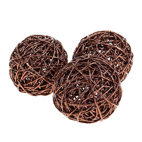 Floristik24 Decoratieve bal van papieren draad Ø12cm bruin 6st