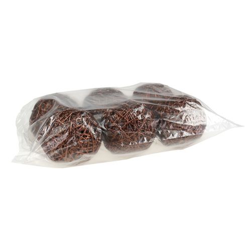 Floristik24 Decoratieve bal van papieren draad Ø12cm bruin 6st