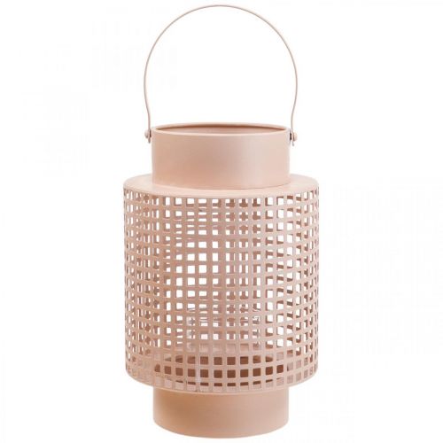 Artikel Decoratieve lantaarn roze metalen lantaarn met handvat Ø18cm H29cm