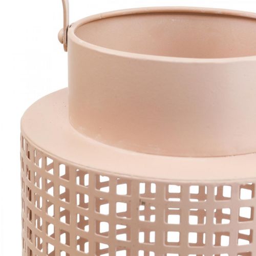 Artikel Decoratieve lantaarn roze metalen lantaarn met handvat Ø18cm H29cm