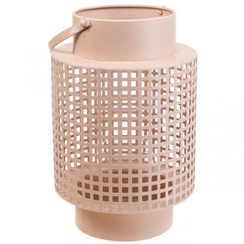 Floristik24 Decoratieve lantaarn roze metalen lantaarn met handvat Ø18cm H29cm