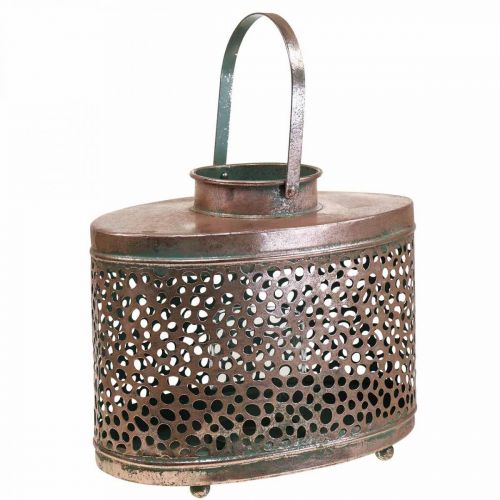 Deco lantaarn ovaal tafeldecoratie metaal 27×16×23cm