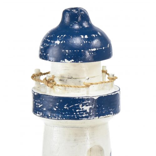 Artikel Decoratieve vuurtoren hout blauw wit maritiem Ø7,5cm H19cm