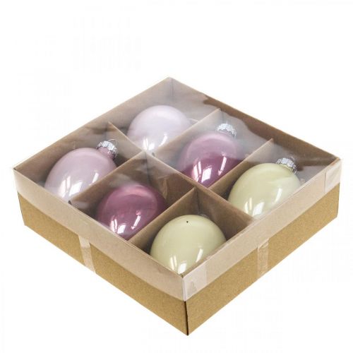 Floristik24 Deco paaseieren om glas op te hangen roze/groene paasdecoratie 6 stuks
