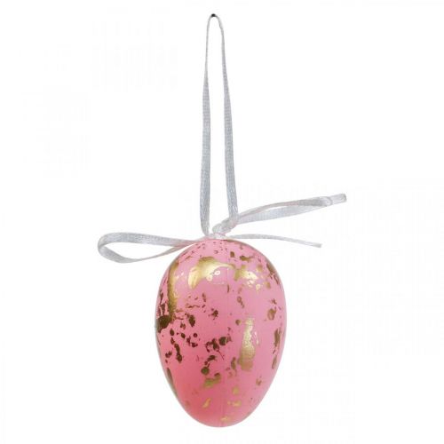 Floristik24 Deco paaseieren om roze/groene/gouden paasversiering op te hangen 12 stuks