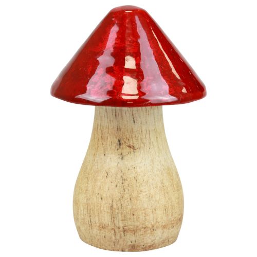 Artikel Decoratieve paddestoelen houten paddestoelen rood glans herfstdecoratie H6/8/10cm set van 3