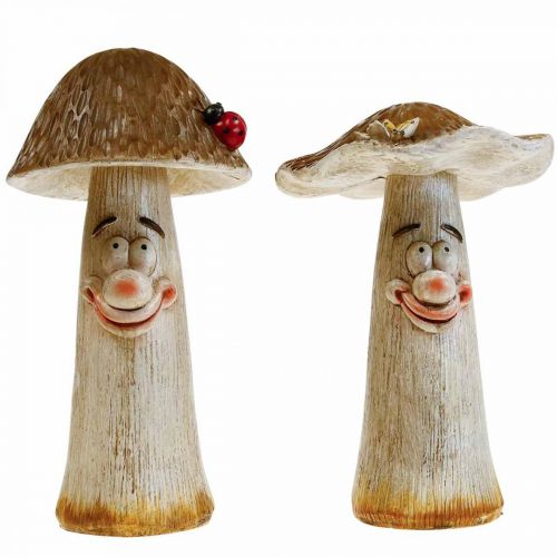 Floristik24 Deco paddestoelen Herfstdecoratie grappige paddestoelen Ø15/12cm H22/25cm 2st