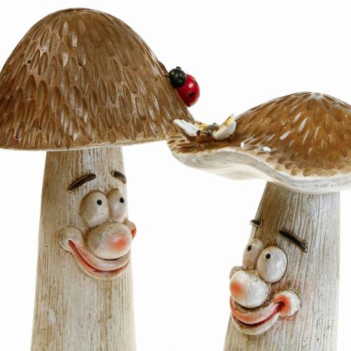 Floristik24 Deco paddestoelen Herfstdecoratie grappige paddestoelen Ø15/12cm H22/25cm 2st