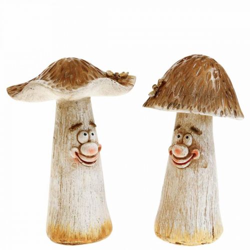 Floristik24 Deco paddestoelen herfstdecoratie grappige paddestoelen Ø7/9cm H13cm 2st