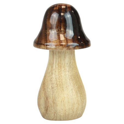 Artikel Decoratieve paddestoelen houten paddestoelen bruin glanseffect herfstdecoratie H6/8/10cm