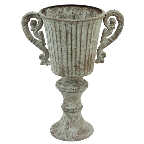 Floristik24 Decoratieve Beker Kelk Metaal Antiek Bruin Wit Ø12cm H26cm
