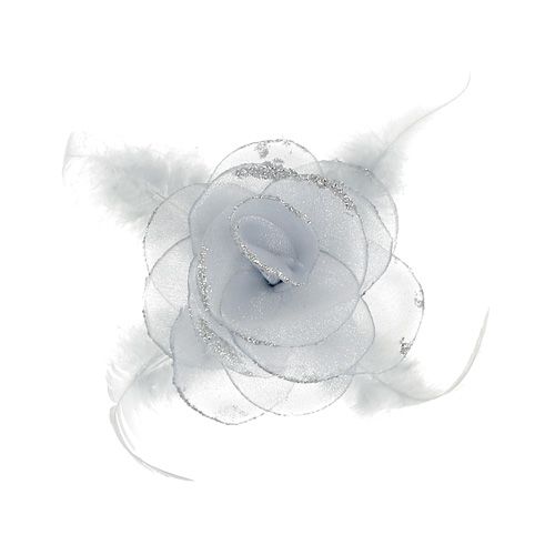 Floristik24 Sierroos op clip Ø10cm zilver 2st