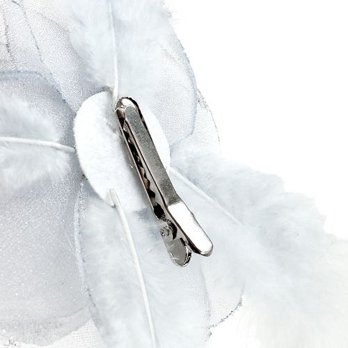 Floristik24 Sierroos op clip Ø10cm zilver 2st