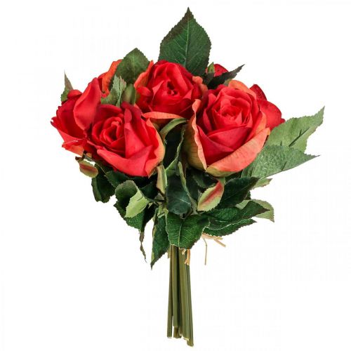 Floristik24 Decoratief rozenboeket kunstbloemen rozen rood H30cm 8 st