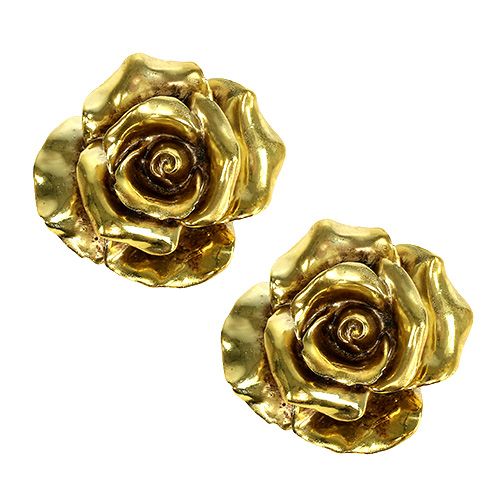 Floristik24 Decoratieve rozen goud Ø8cm 6 st