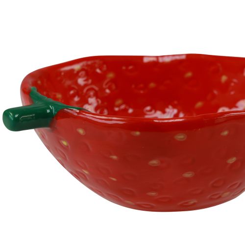 Floristik24 Decoratieve schaal aardbei keramiek schaal rood 12,5×15,5cm 2st