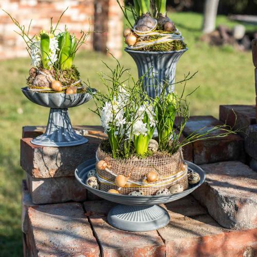 Floristik24 Decoratieve schaal met voet metalen schaal vintage H10.5cm Ø26cm