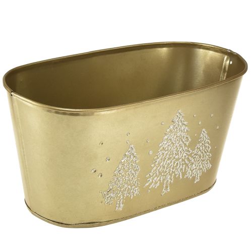 Decoratieve schaal ovale kerstboomplanter goud 24×13×12,5cm