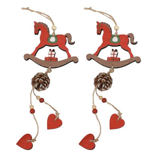 Artikel Decoratief hobbelpaard houten hangende decoratie Kerstmis Rood 37cm 2st