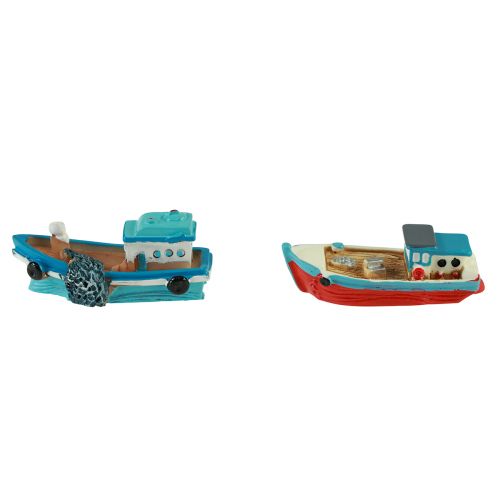 Artikel Decoratieve boot boot blauw rood maritieme tafeldecoratie 5cm 8 st