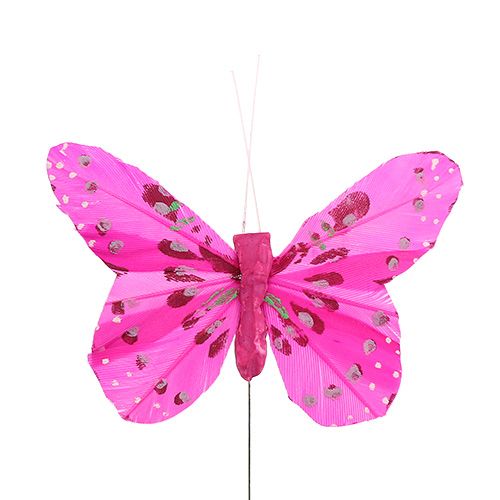 Floristik24 Deco vlinder roze-roze soort. 6cm 24st