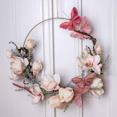 Floristik24 Deco vlinder op draadveer vlinder roze 10×6cm 12st