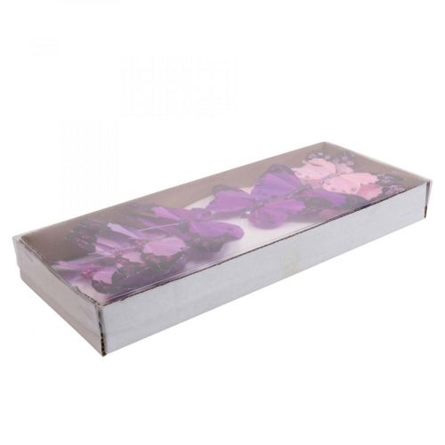 Artikel Deco vlinder op draadveer vlinders paars/roze 9,5cm 12st