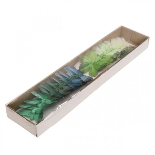 Floristik24 Deco vlinder op draad groen, blauw 5-6cm 24st