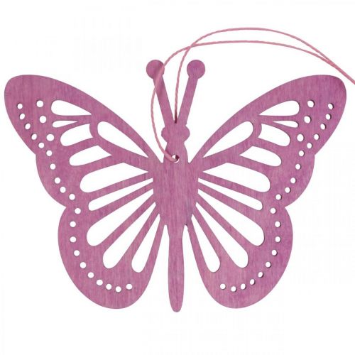 Deco vlinders deco hanger paars/roze/roze 12cm 12st