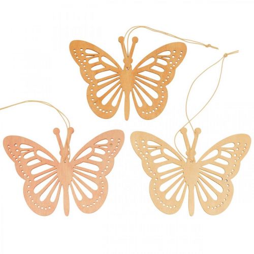 Decoratieve vlinders decoratie hanger oranje/roze/geel 12cm 12 stuks