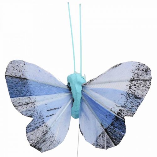 Deco vlinders veer vlinder roze, blauw 6cm 24st