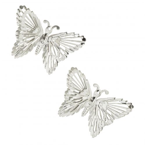 Floristik24 Decoratieve vlinders metaal hangdecoratie zilver 5cm 30st