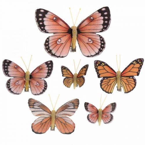 Floristik24 Decoratieve vlinders met clip B4,5–11,5cm 10st bruin oranje