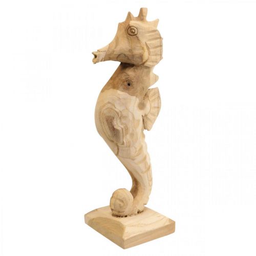 Artikel Decoratief zeepaardje hout groot, maritieme decoratie H38cm