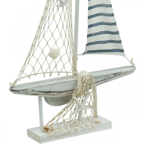 Floristik24 Deco Zeilboot Hout Wit Blauw Maritiem Deco Schip 28×3×55cm