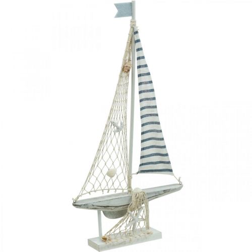 Artikel Deco Zeilboot Hout Wit Blauw Maritiem Deco Schip 28×3×55cm