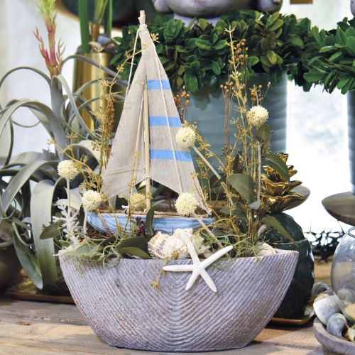 Floristik24 Deco houten zeilboot blauw, wit H41.5cm