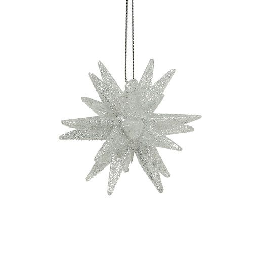 Floristik24 Deco sterren met mica 7,5cm zilver 8st