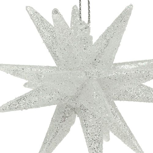 Floristik24 Decoratieve sterren met mica 7,5cm zilver 8 st