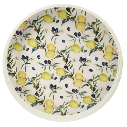 Floristik24 Decoratief dienblad wit dienblad olijf- en citroenhout Ø35cm