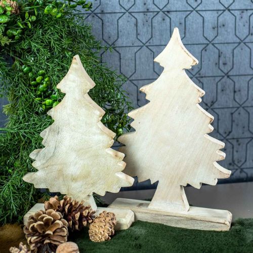 Floristik24 Deco kerstboom hout white wash tafeldecoratie Advent 32×20×5.5cm