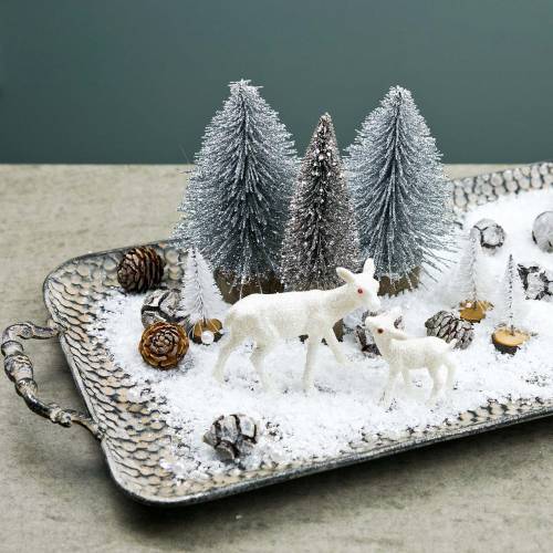 Floristik24 Decoratieve kerstboom wit glitter 8cm 24 st