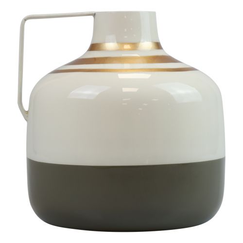 Artikel Decoratieve vaas metalen handvat crème/grijs/goud Ø16cm H17cm
