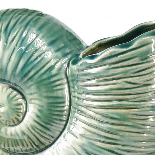 Floristik24 Decoratieve vaas slakkenhuis keramiek groen 18x8,5x15,5cm