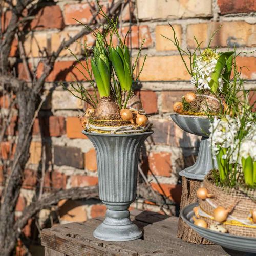 Floristik24 Decoratieve vaas vintage kopvaas kelkvaas grijs H21,5cm Ø15cm