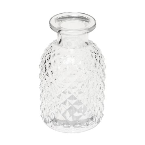 Floristik24 Decoratieve vazen mini glas helder retro ruit Ø5,5cm H9cm 6st