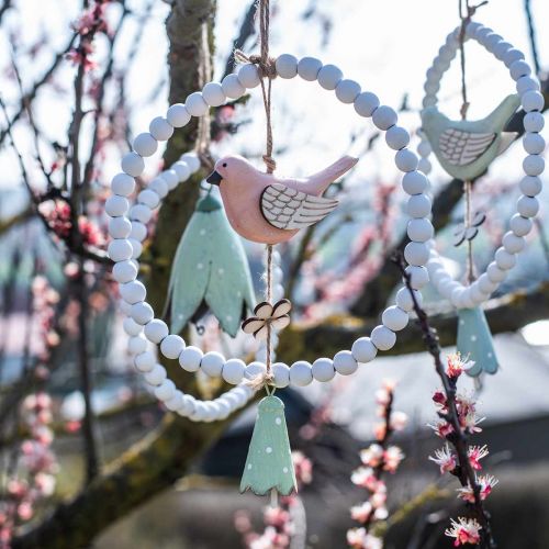Floristik24 Decoratief Vogels Hout om op te hangen Vogel met bloem Mobiel H30cm 3st