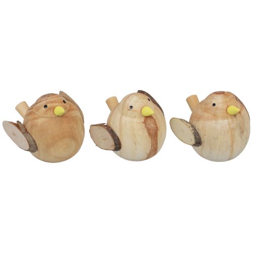 Floristik24 Decoratieve vogels houten vogels tafeldecoratie lente naturel 7cm 3 st